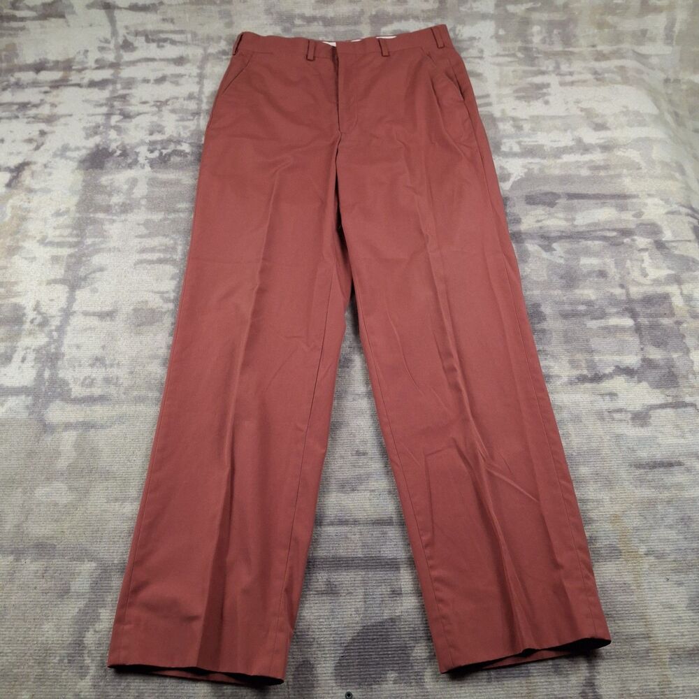 Brooks Brothers 346 Chino Pant Men 32x33 Red Flat Front Casual Preppy Yacht USA